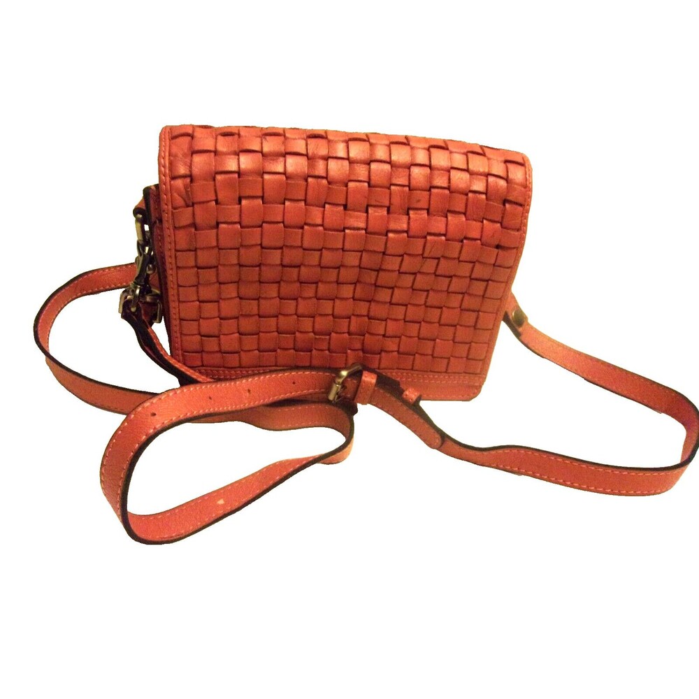 Patricia Nash Atessa LE 47/100 Burnt Coral Woven Leather Crossbody